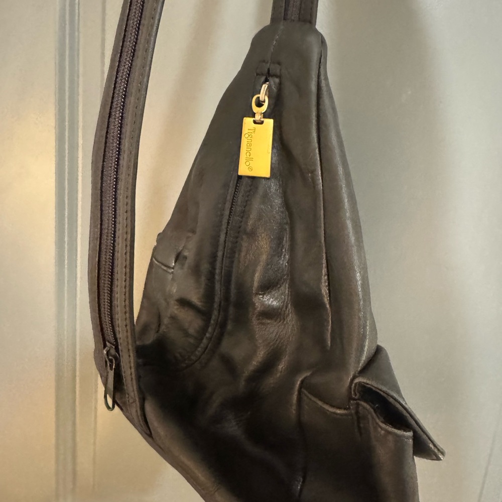 Tignanello Black Leather Belt Bag